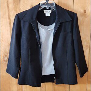 Black Checkered Tank with buttons in back + Separate Lisa Jo Blacker Zip jacket